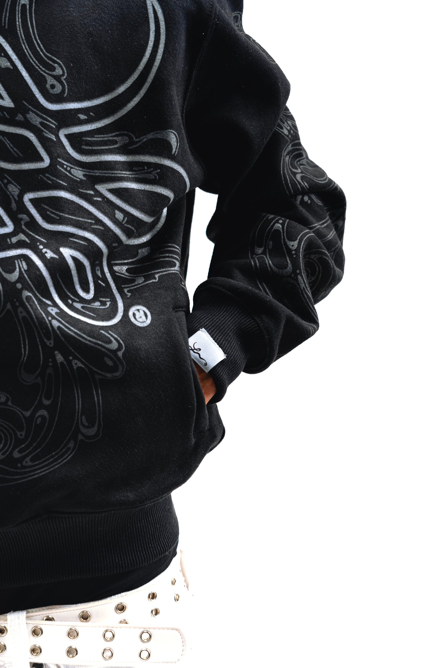 Hoodie Zip "Hoja de Acanto" Negro