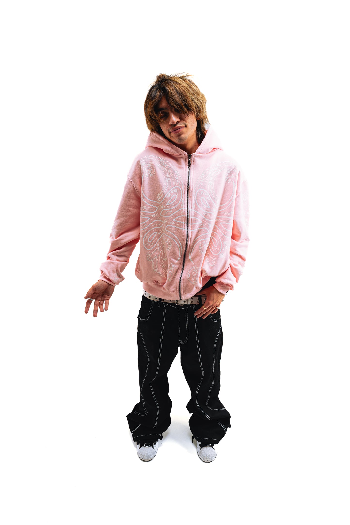 Hoodie Zip "Hoja de Acanto" Rosa