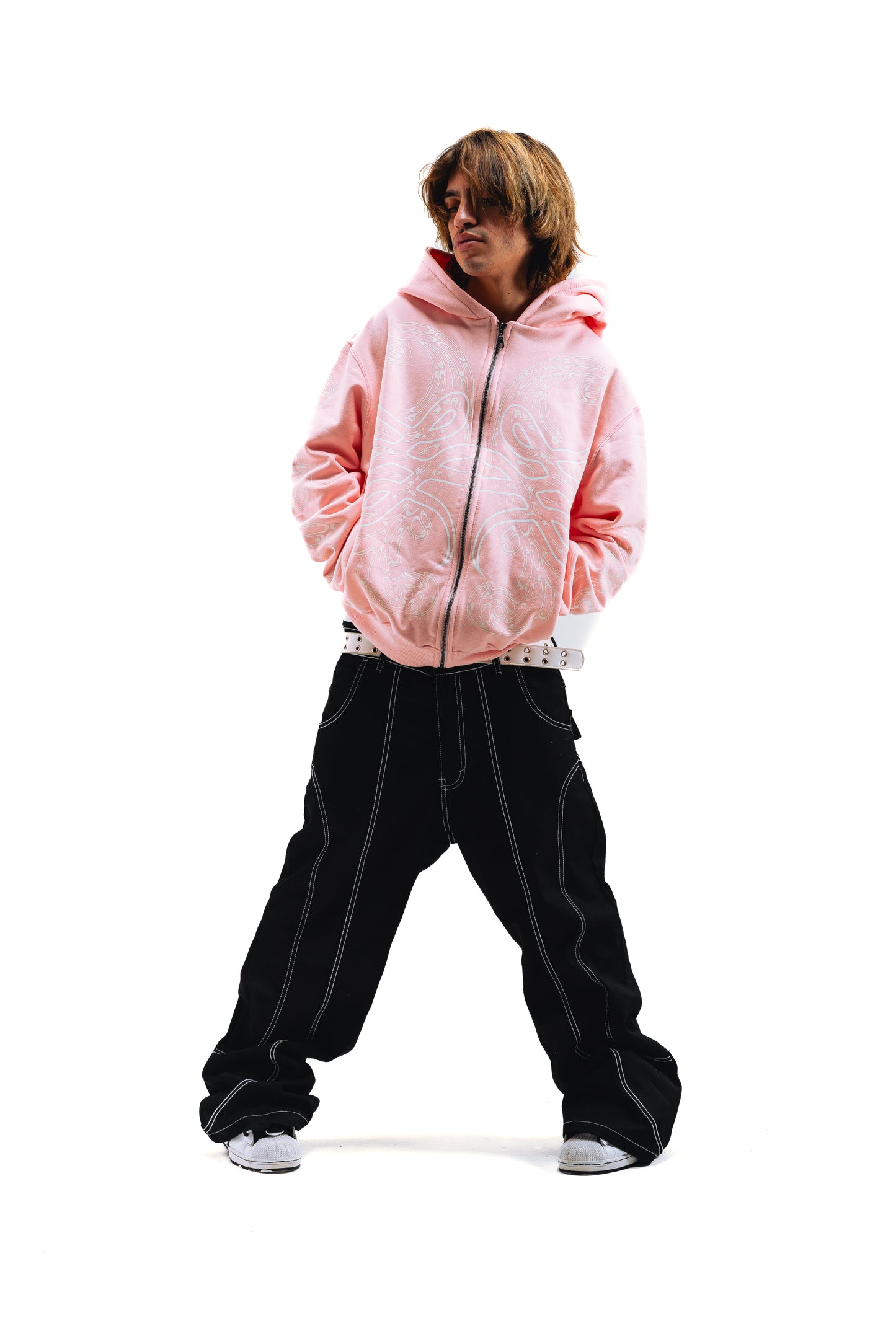 Hoodie Zip "Hoja de Acanto" Rosa