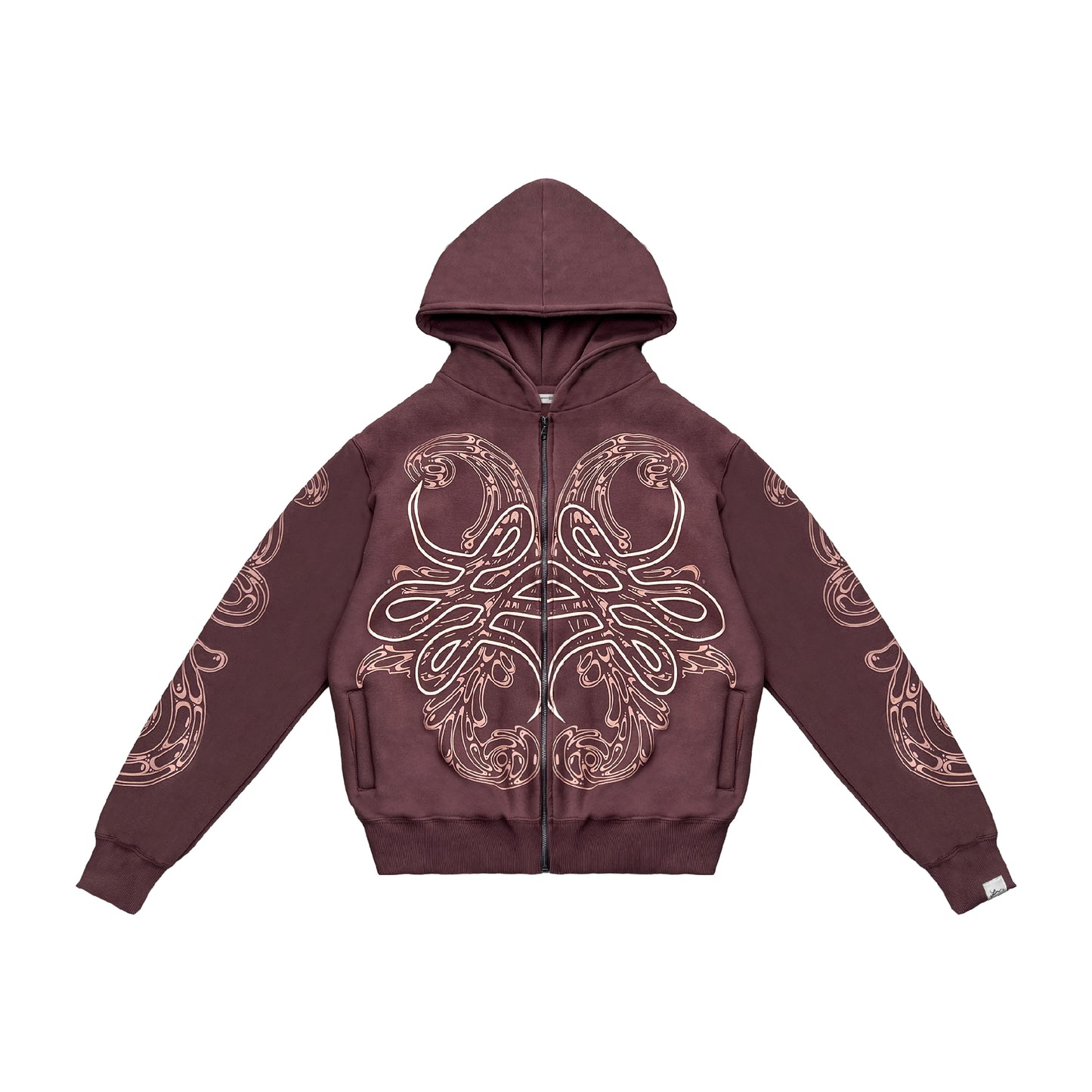Hoodie Zip "Hoja de Acanto" Marròn