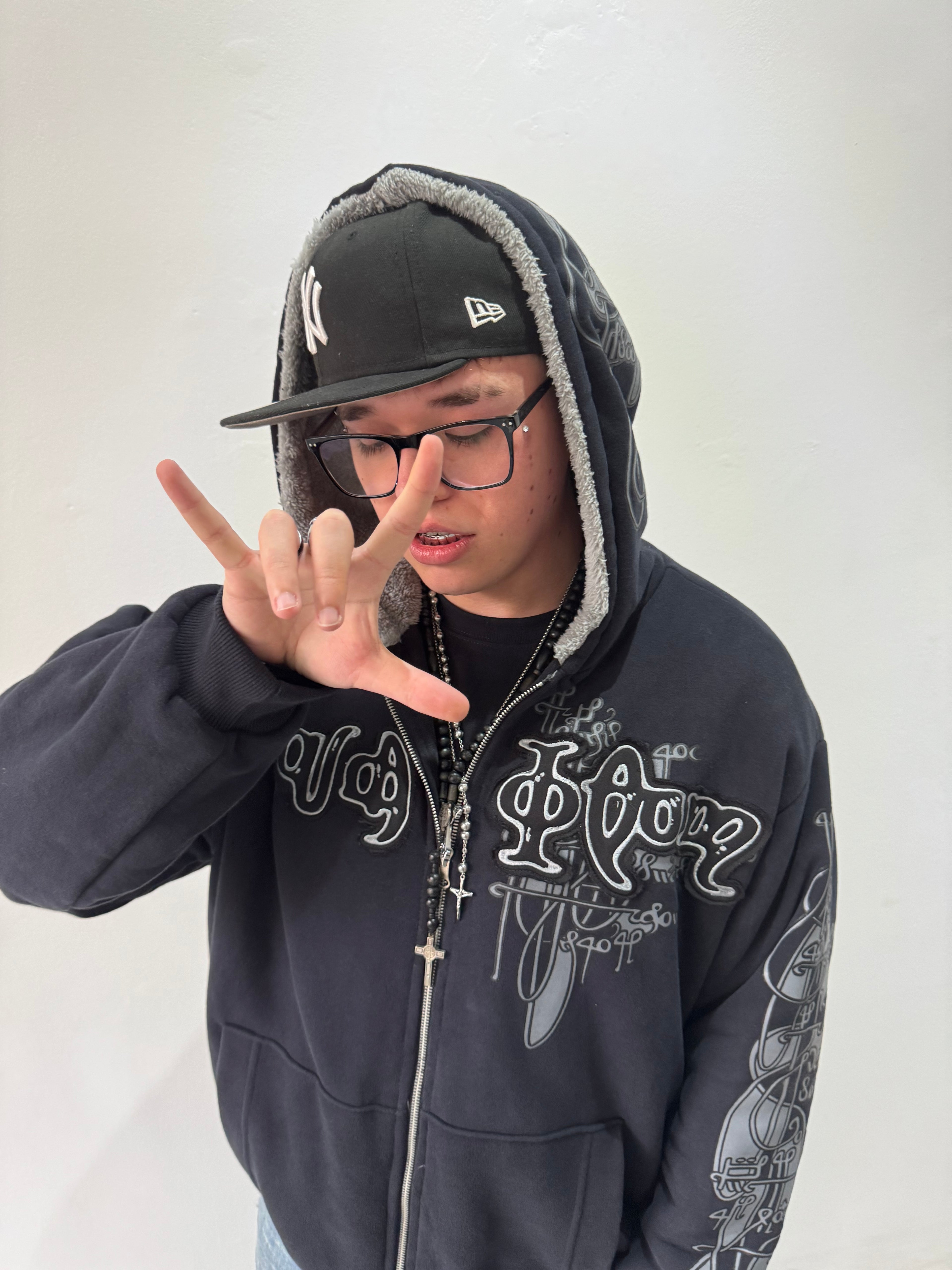 Campera Reversible Fur "Voynich" (Negro x Gris) - M.V.