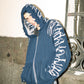 Hoodie Zip Tejido Reversible "Huesos" Rotten x Bossio (Marino x Gris)
