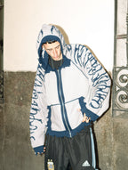 Hoodie Zip Tejido Reversible "Huesos" Rotten x Bossio (Marino x Gris)