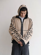 Hoodie Zip Tejido Reversible "Huesos" Rotten x Bossio (Negro x Beige)