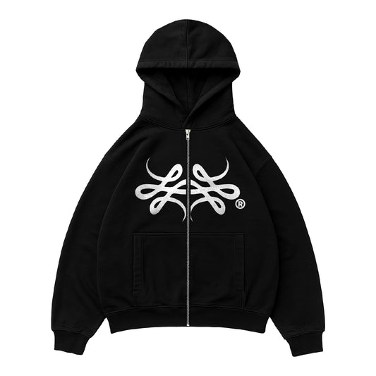 Hoodie Zip "Punto Com 18" (Negro)