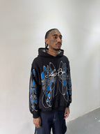 Hoodie "Nudos de Archibald" (Negro x Azul) - M.V.