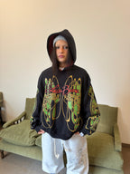 Hoodie "Nudos de Archibald" (Negro x Rojo) - M.V.
