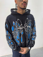 Hoodie "Nudos de Archibald" (Negro x Azul) - M.V.