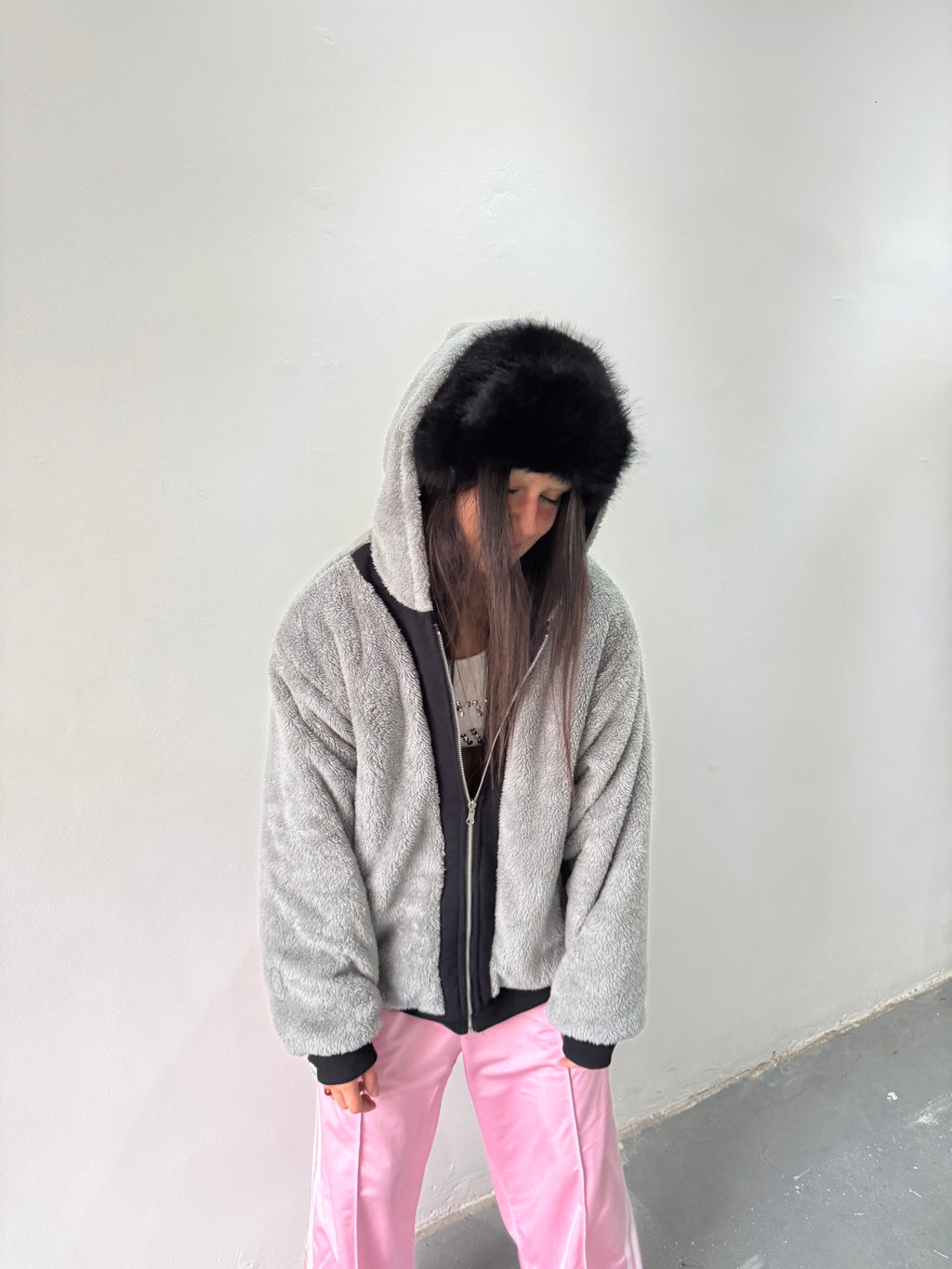 Campera Reversible Fur "Voynich" (Rosa x Negro) - M.V.