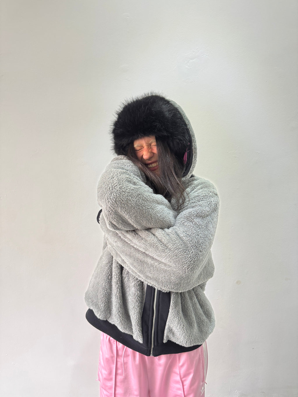 Campera Reversible Fur "Voynich" (Rosa x Negro) - M.V.