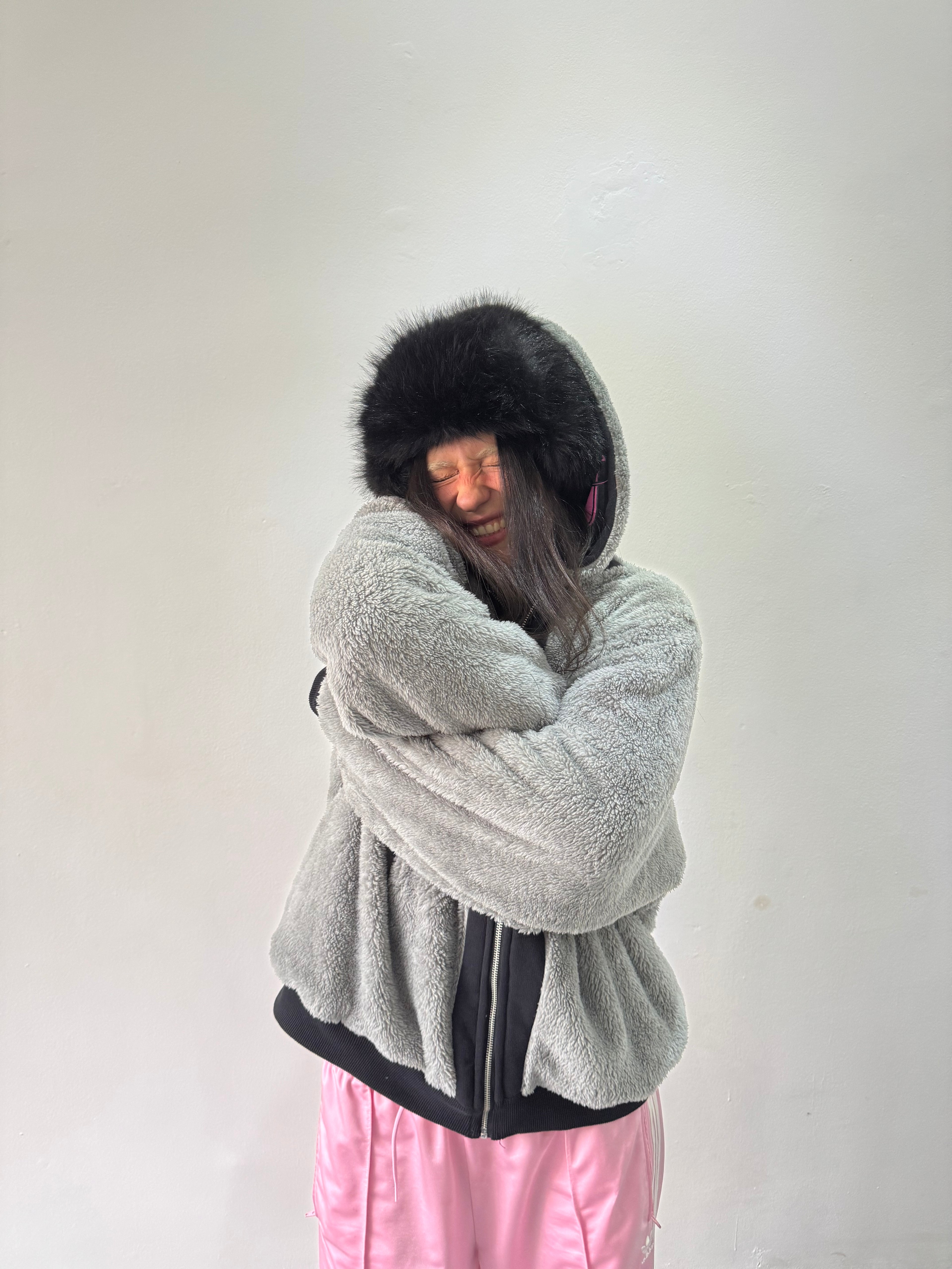Campera Reversible Fur "Voynich" (Rosa x Negro) - M.V.