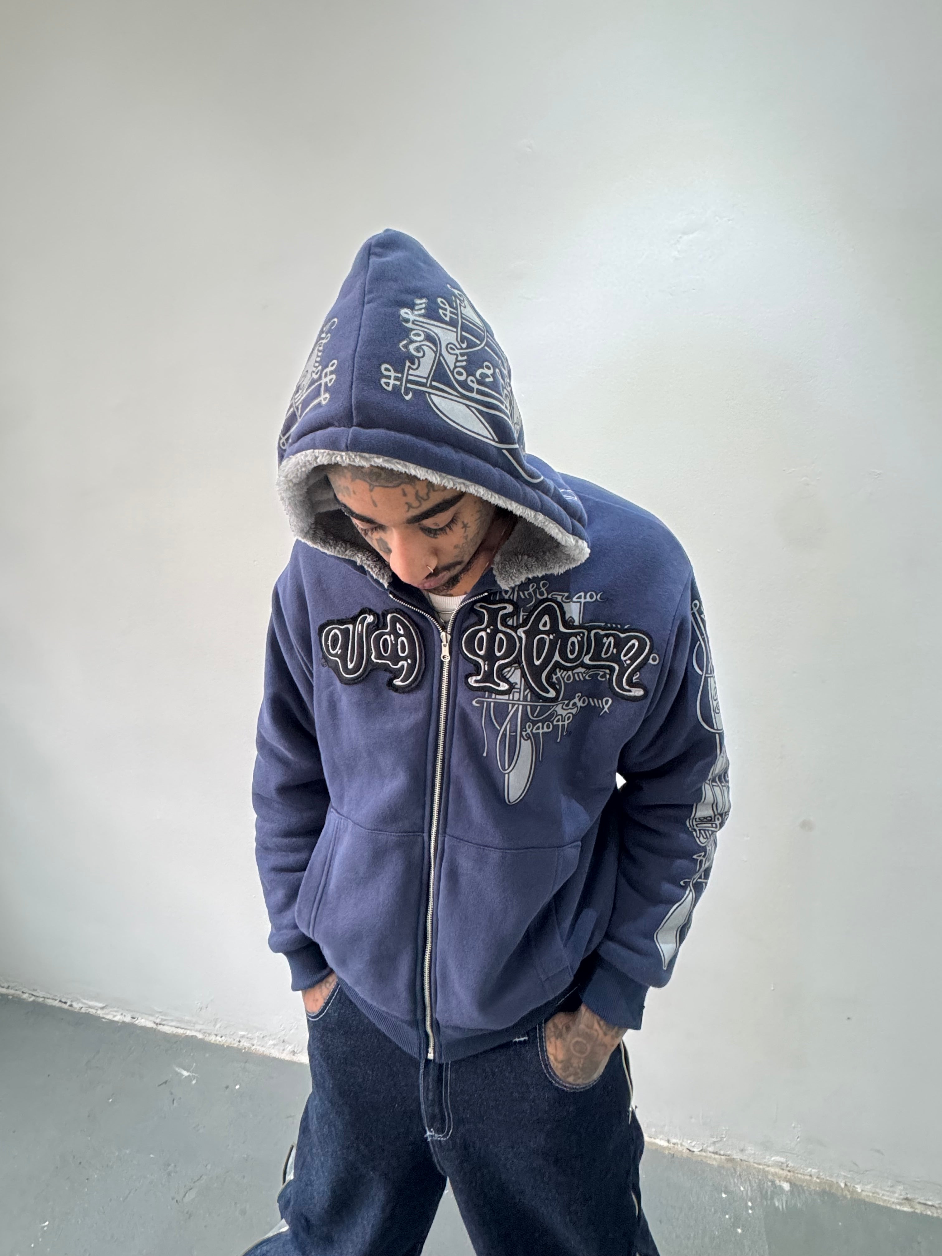 Campera Reversible Fur "Voynich" (Marino x Gris) - M.V.