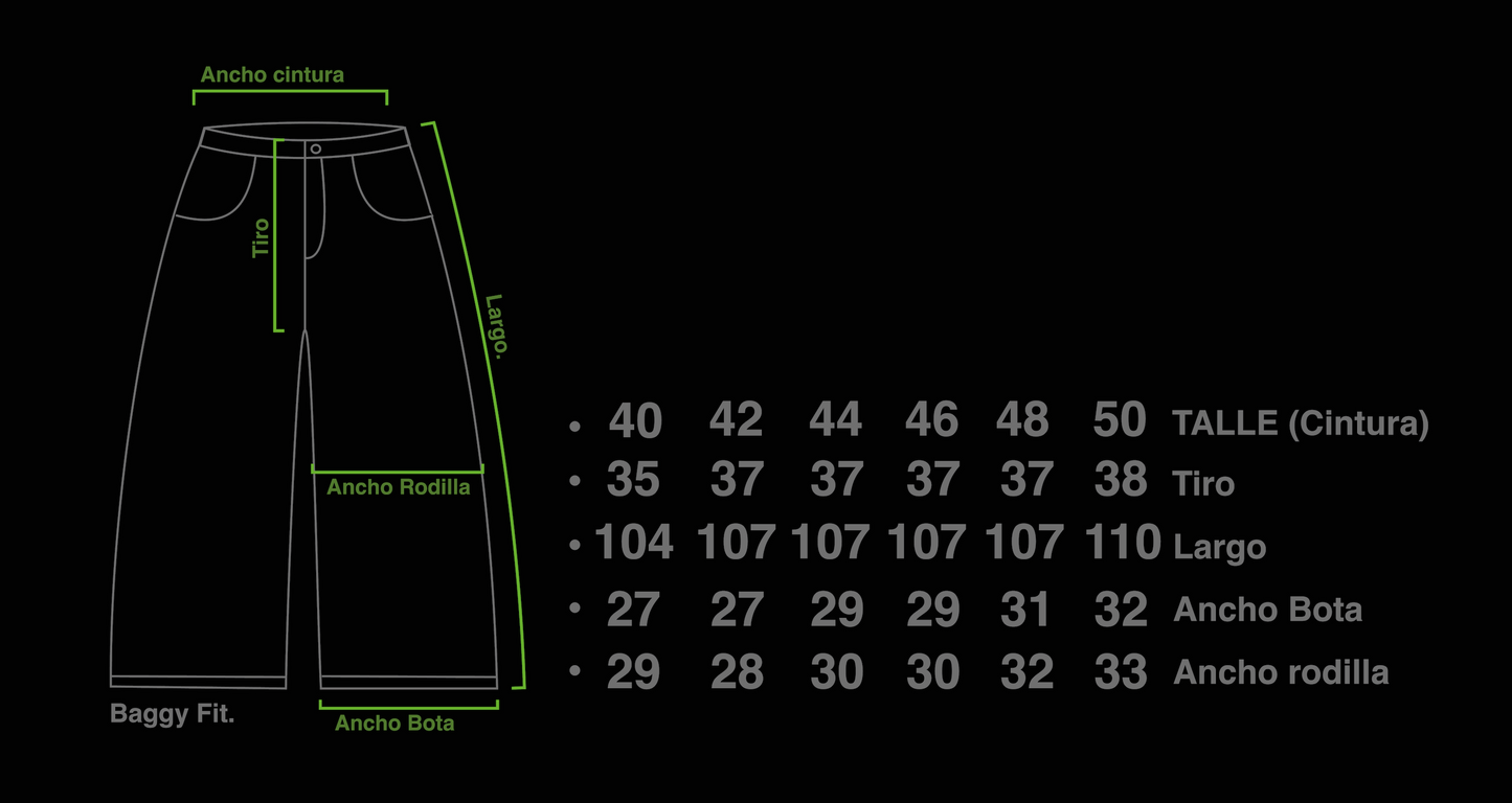 Pantalón Jean Baggy Negro ”Vangl0ria” (Washed)