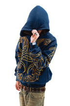 Hoodie Zip "Hoja de Acanto" (Azul)