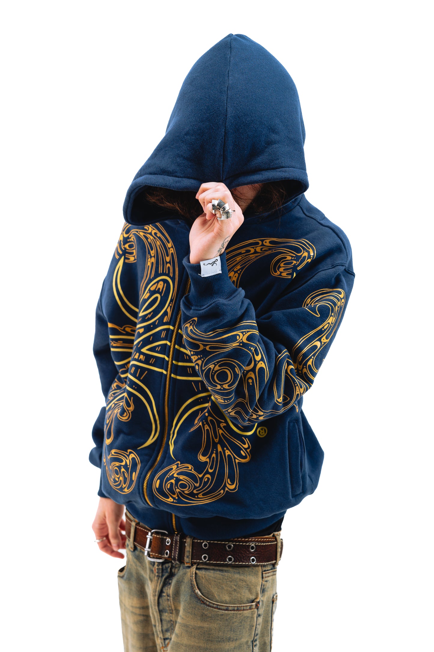 Hoodie Zip "Hoja de Acanto" Azul