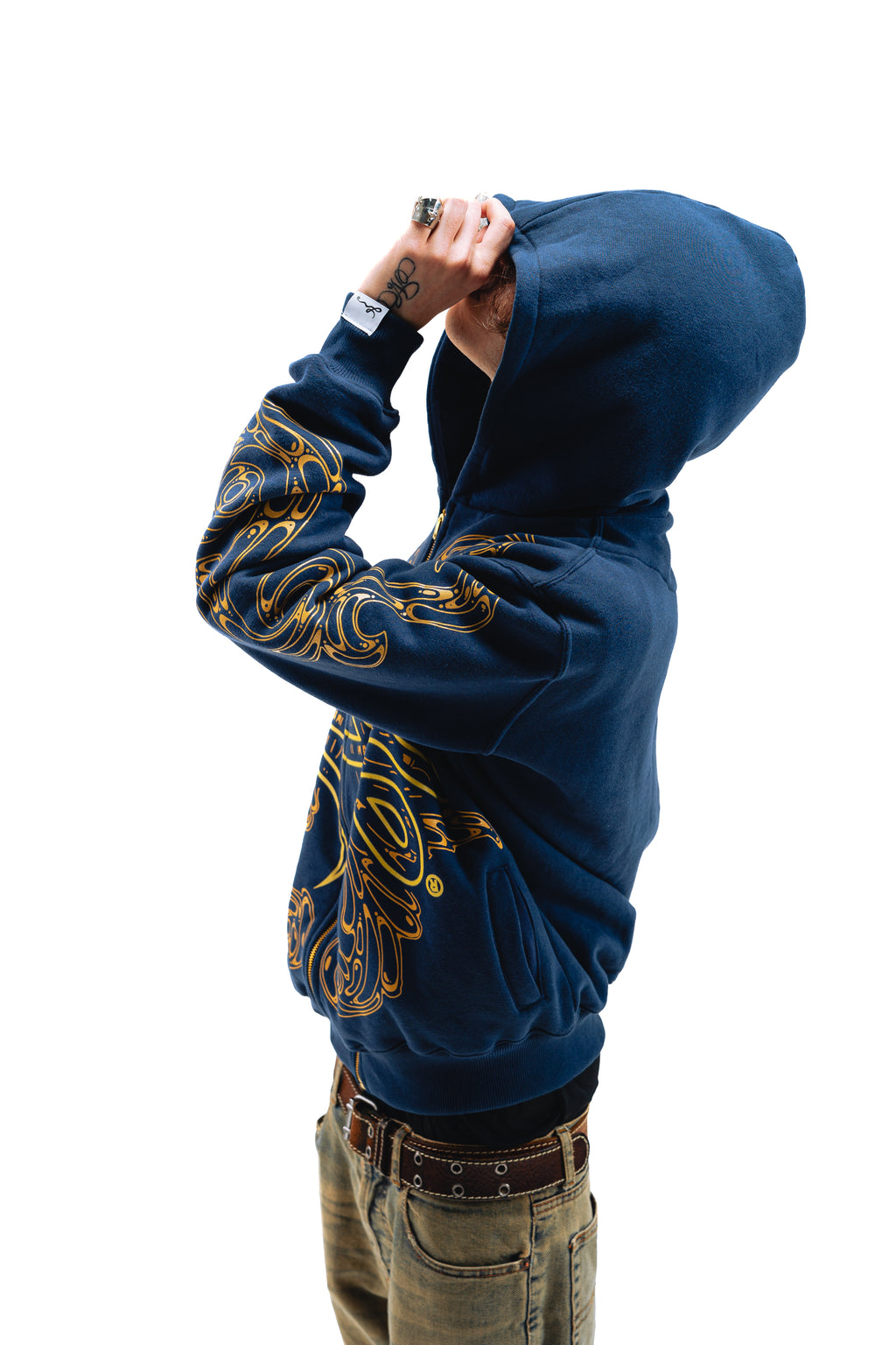 Hoodie Zip "Hoja de Acanto" (Azul)