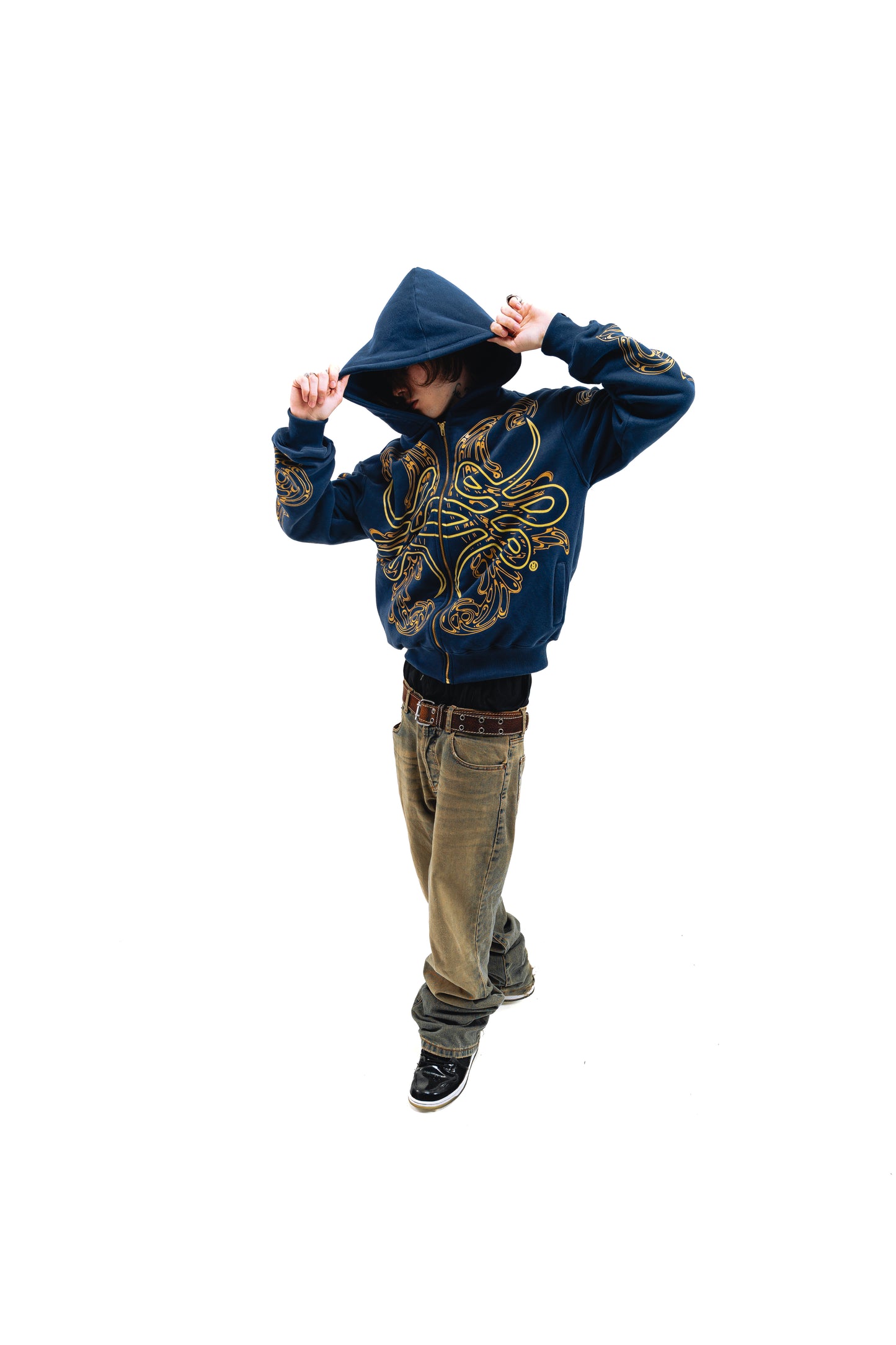 Hoodie Zip "Hoja de Acanto" Azul
