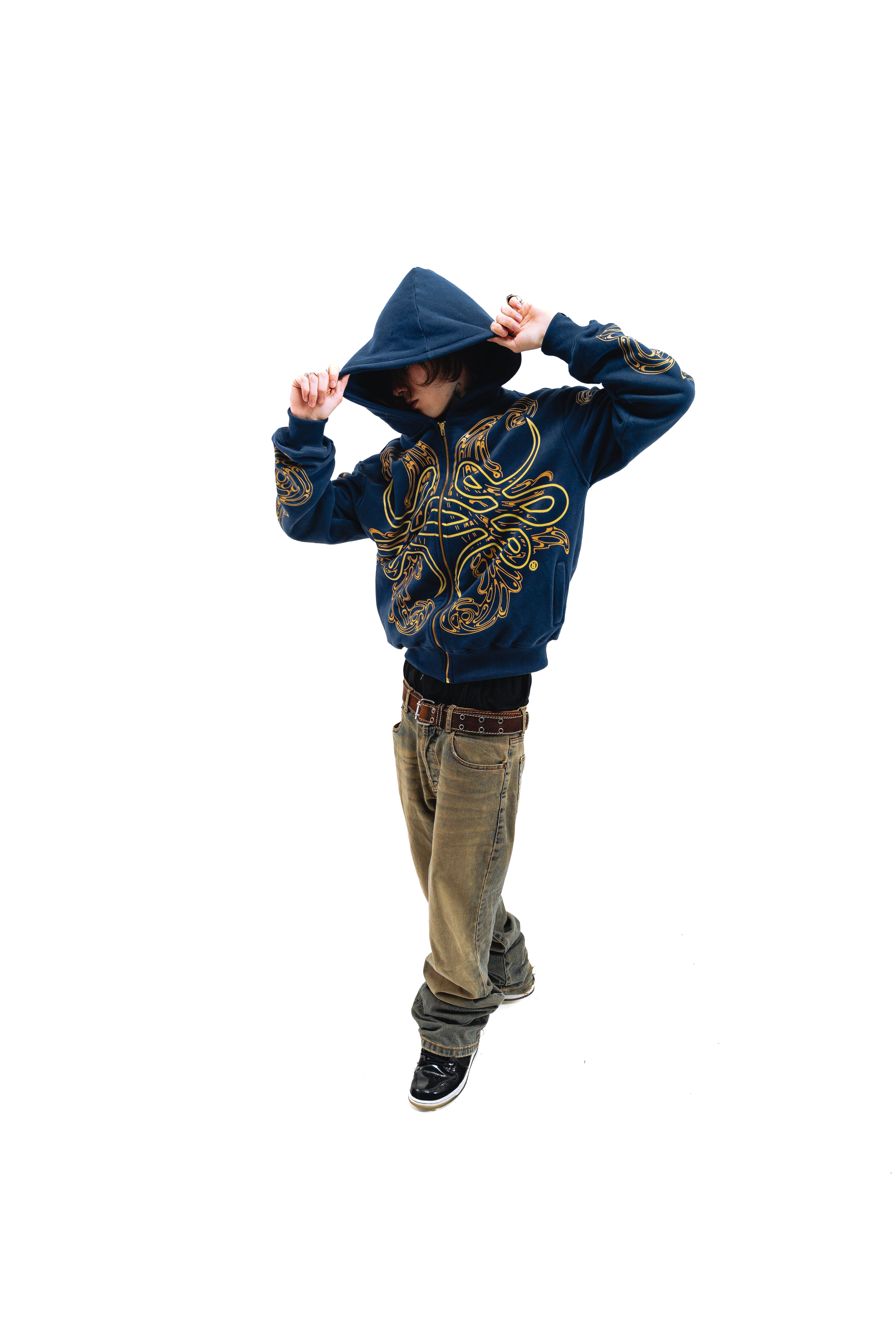 Hoodie Zip "Hoja de Acanto" (Azul)