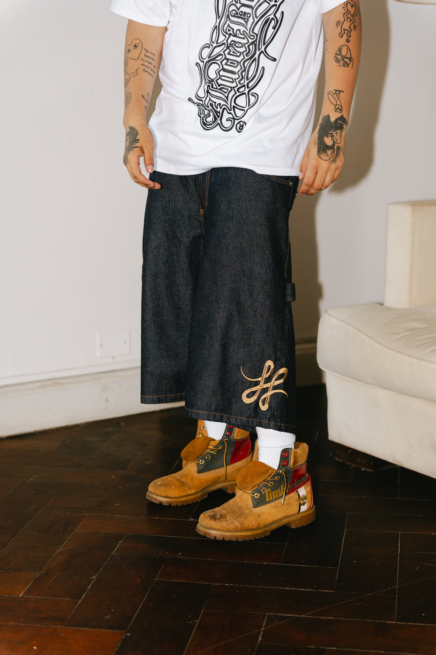 Bermuda Carpintera Jean Baggy “Bigrama” (Azul Raw)