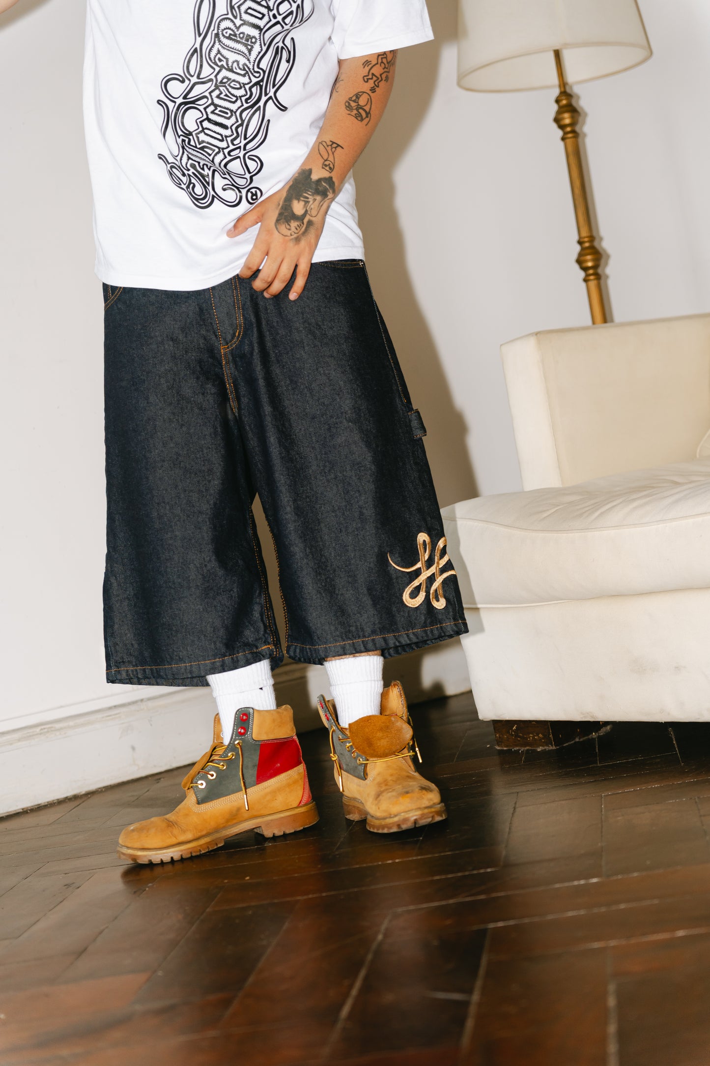 Bermuda Carpintera Jean Baggy “Bigrama” (Azul Raw)