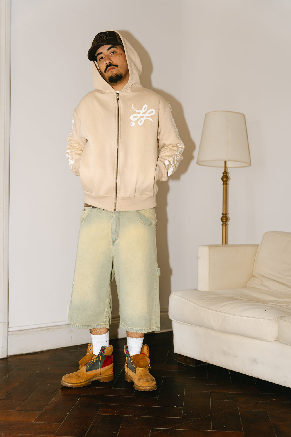 Bermuda Carpintera Jean Baggy “Monograma” (Washed Verde Claro)