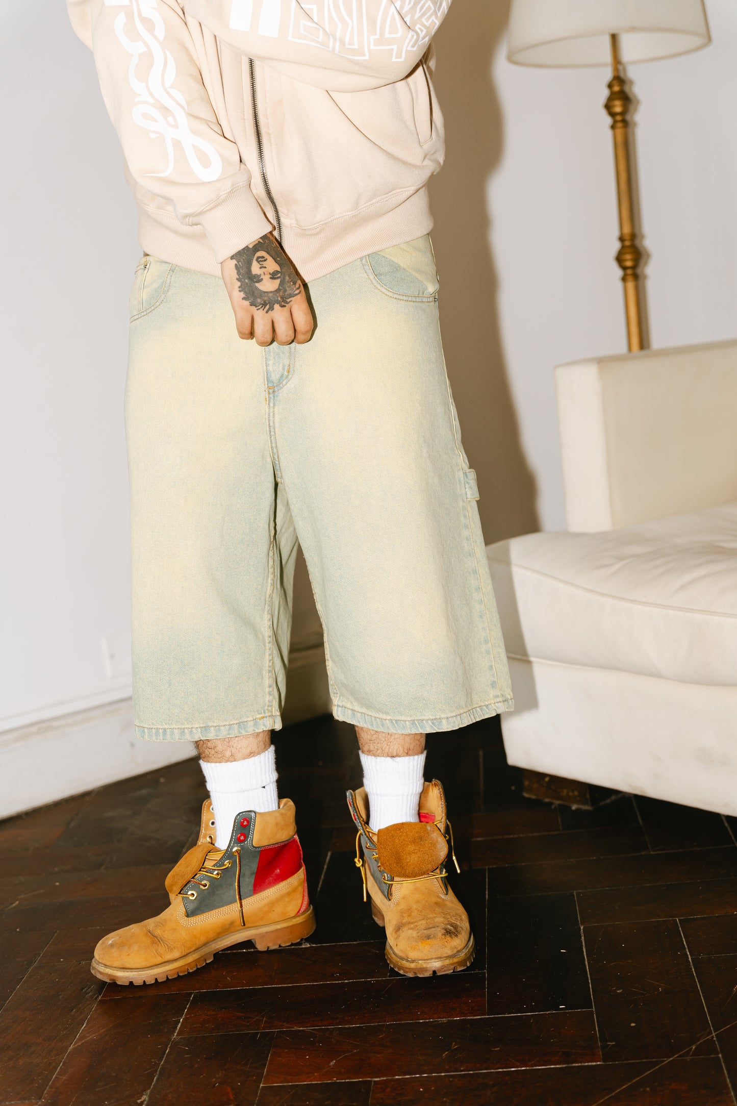 Bermuda Carpintera Jean Baggy “Monograma” (Washed Verde Claro)