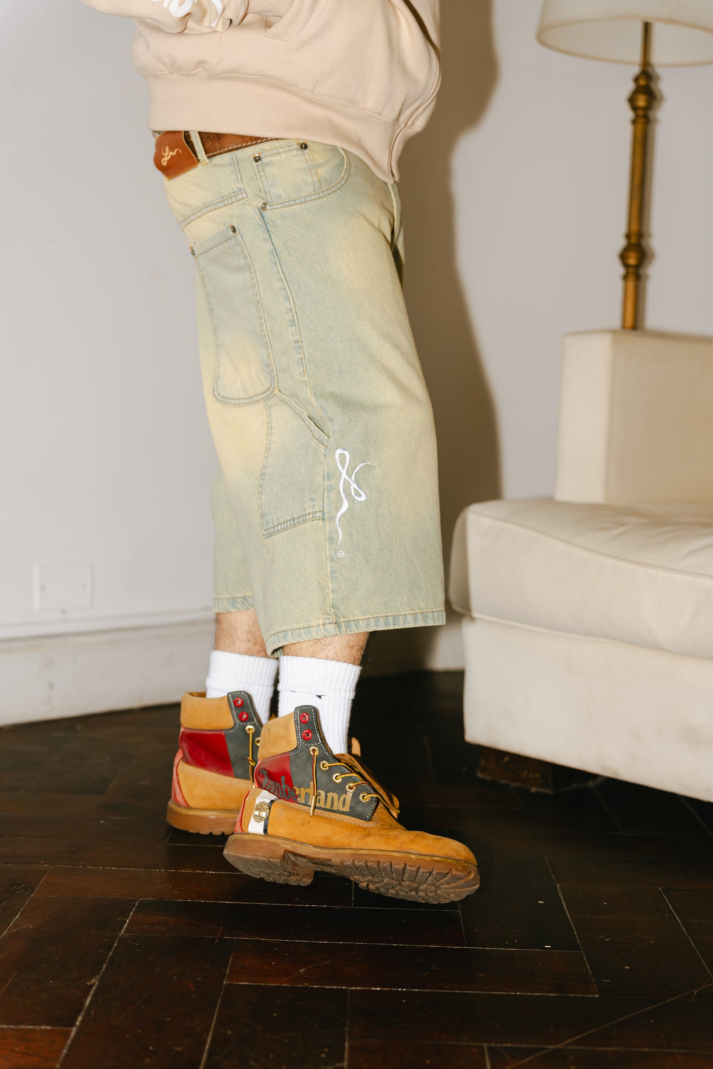 Bermuda Carpintera Jean Baggy “Monograma” (Washed Verde Claro)