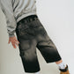 Bermuda Carpintera Jean Baggy “GoticoFileteado” (Negro Lavado)