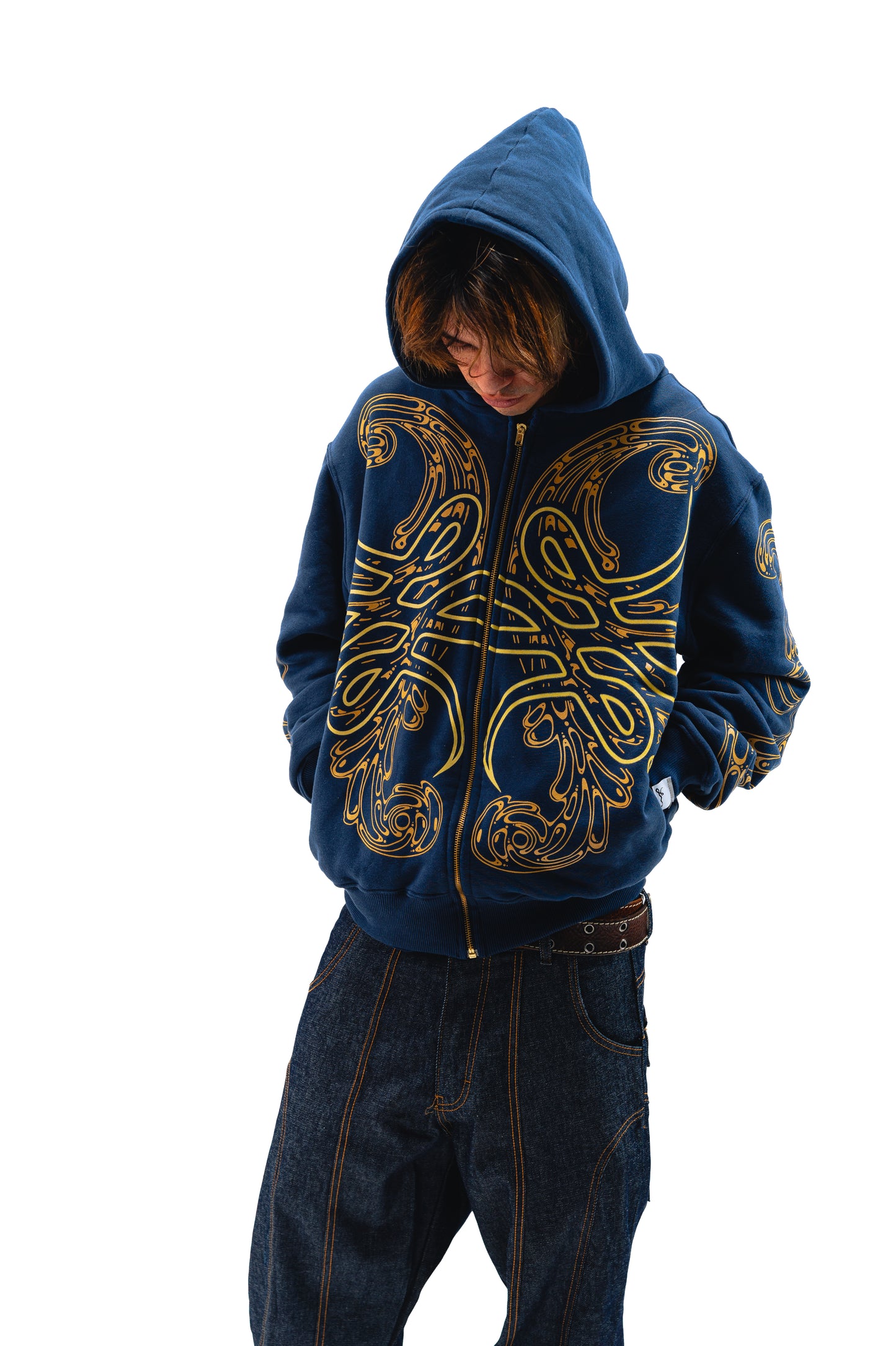 Hoodie Zip "Hoja de Acanto" Azul