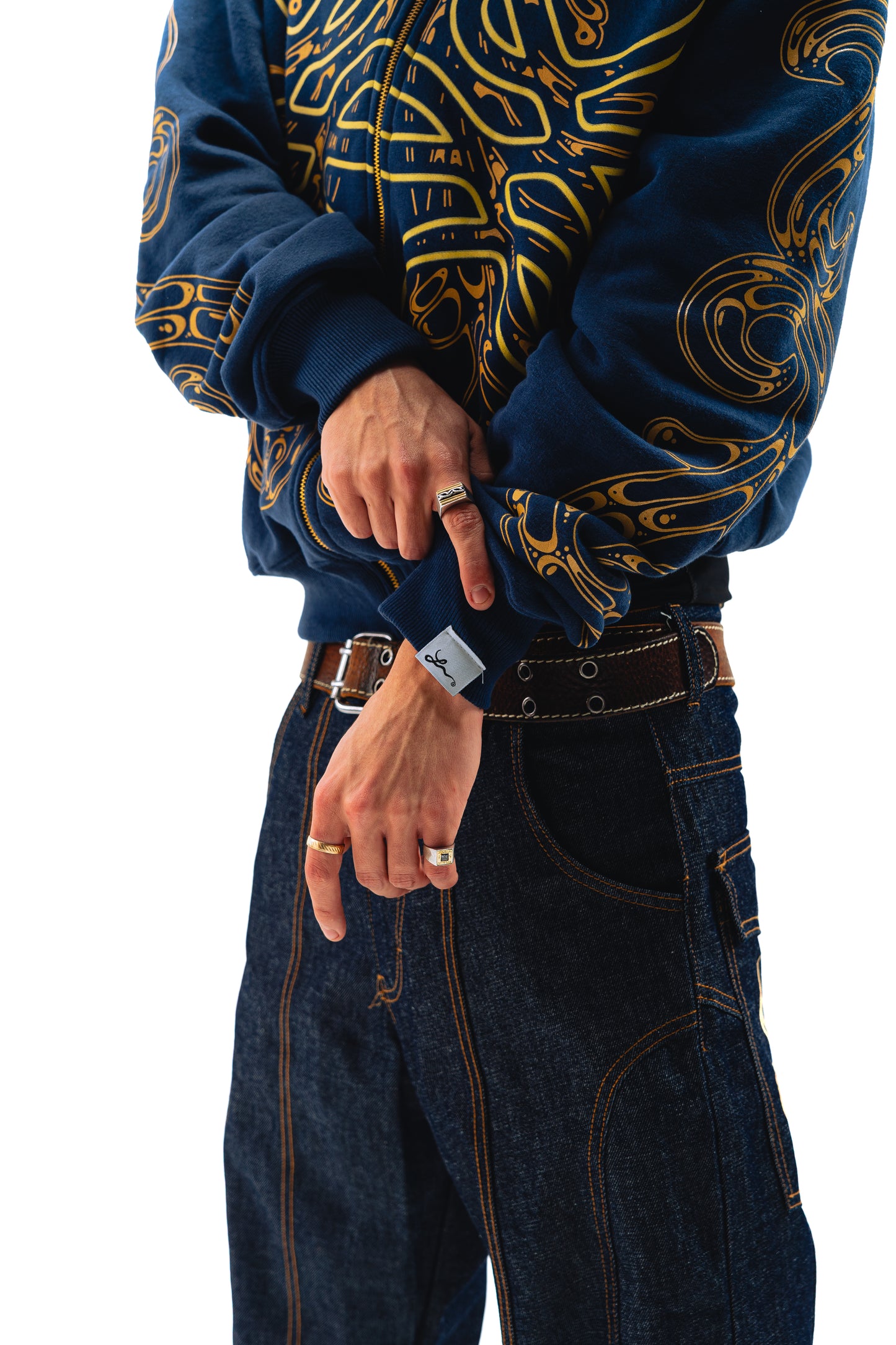 Hoodie Zip "Hoja de Acanto" Azul