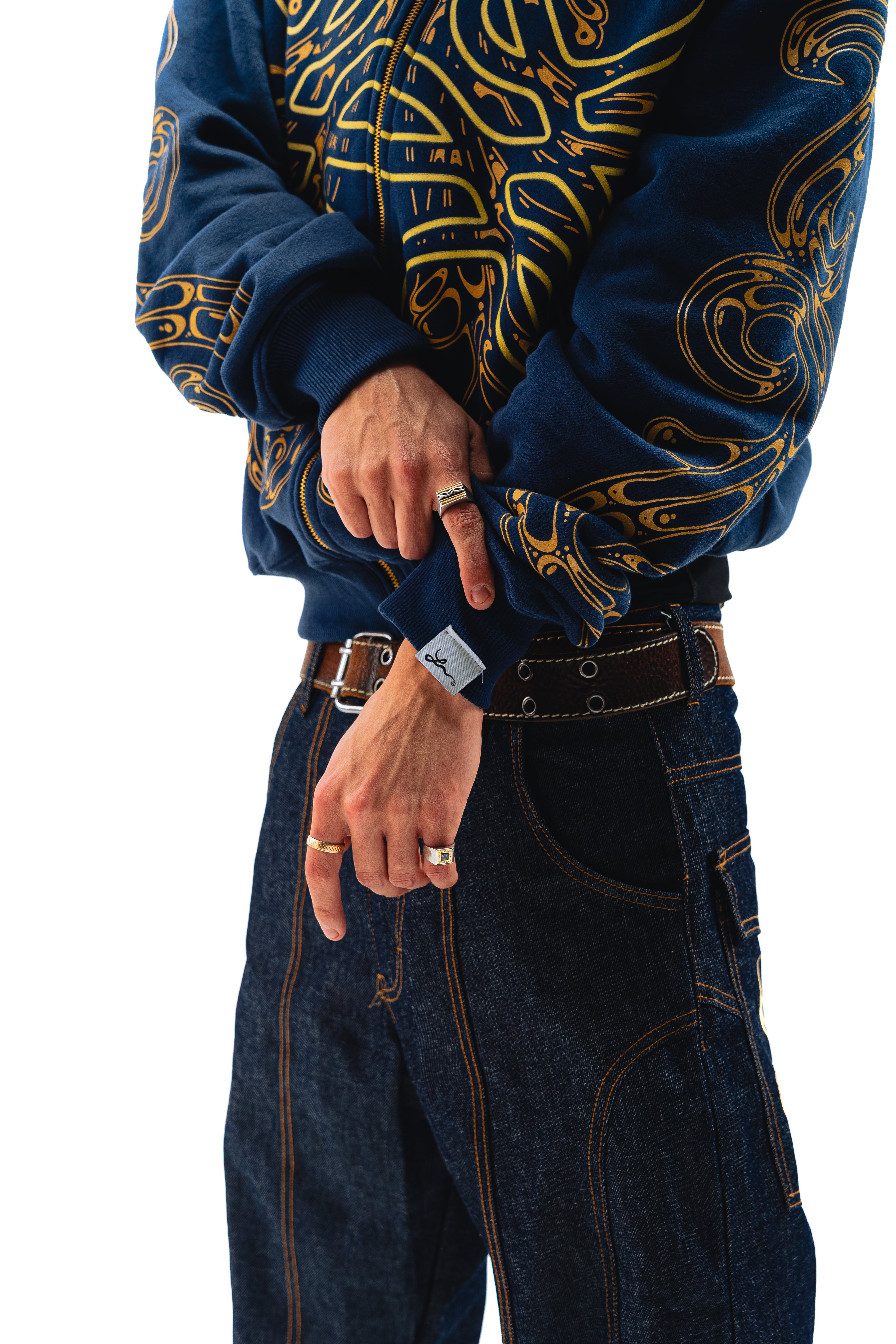 Hoodie Zip "Hoja de Acanto" (Azul)