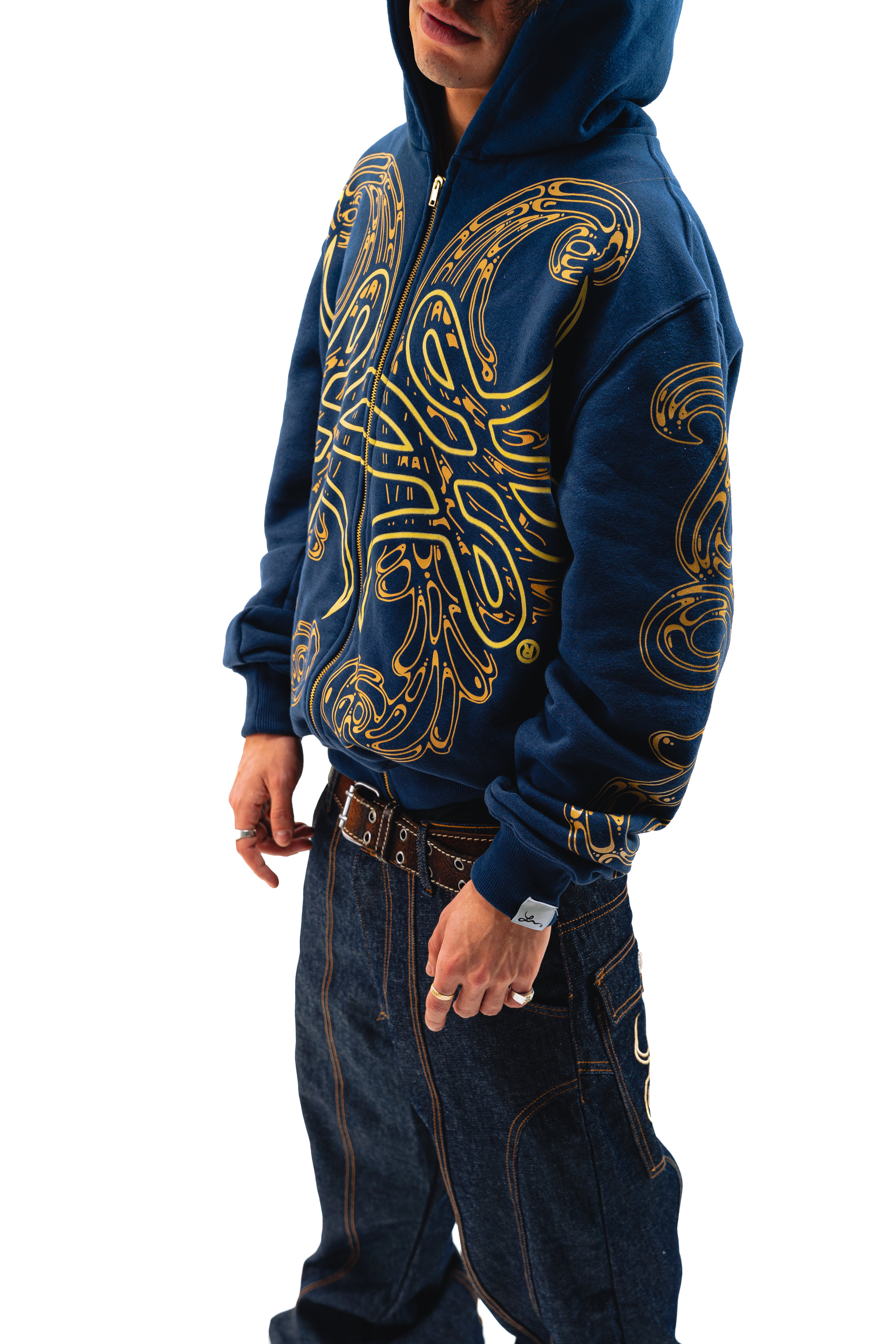 Hoodie Zip "Hoja de Acanto" (Azul)