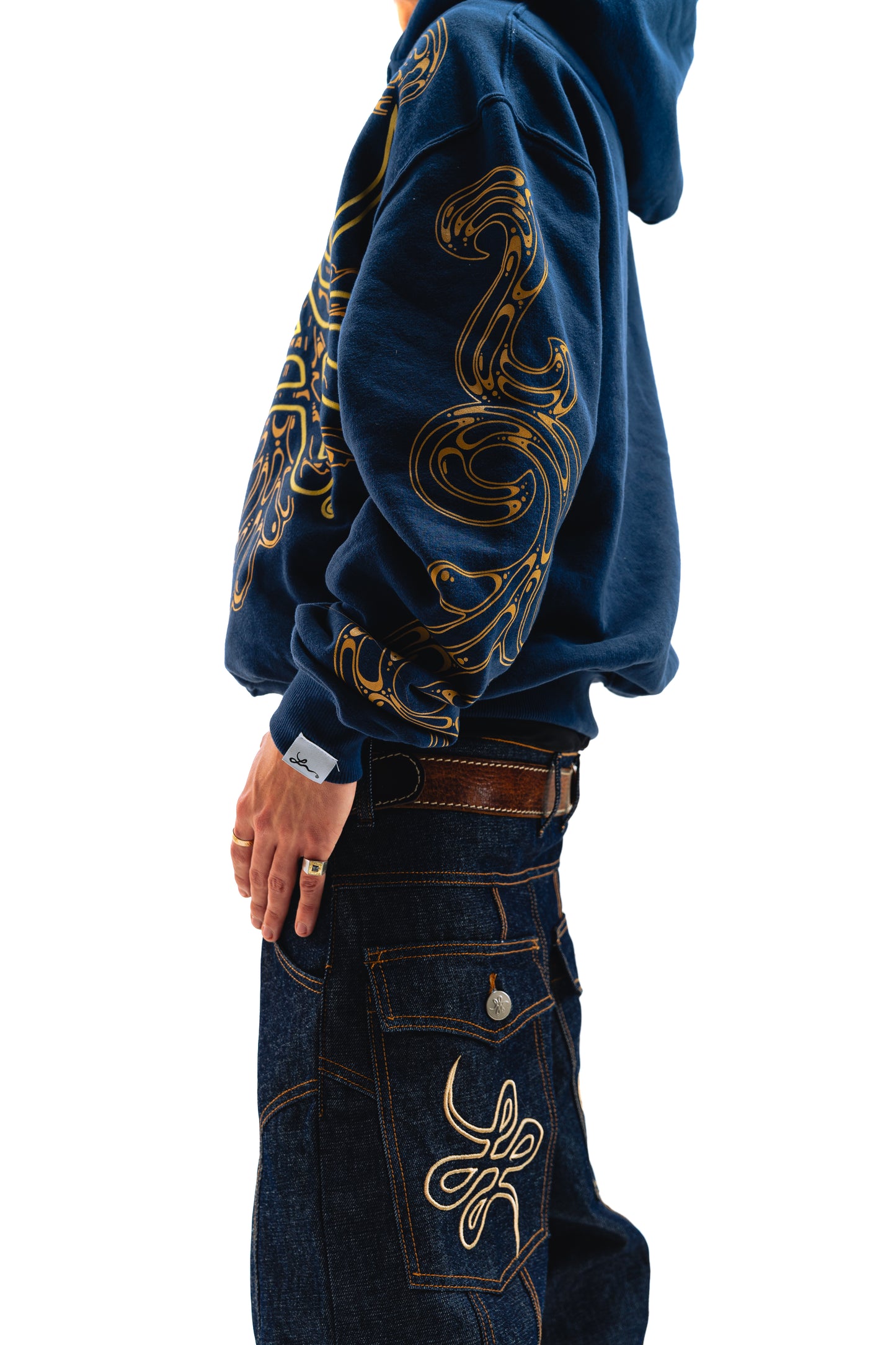 Hoodie Zip "Hoja de Acanto" Azul