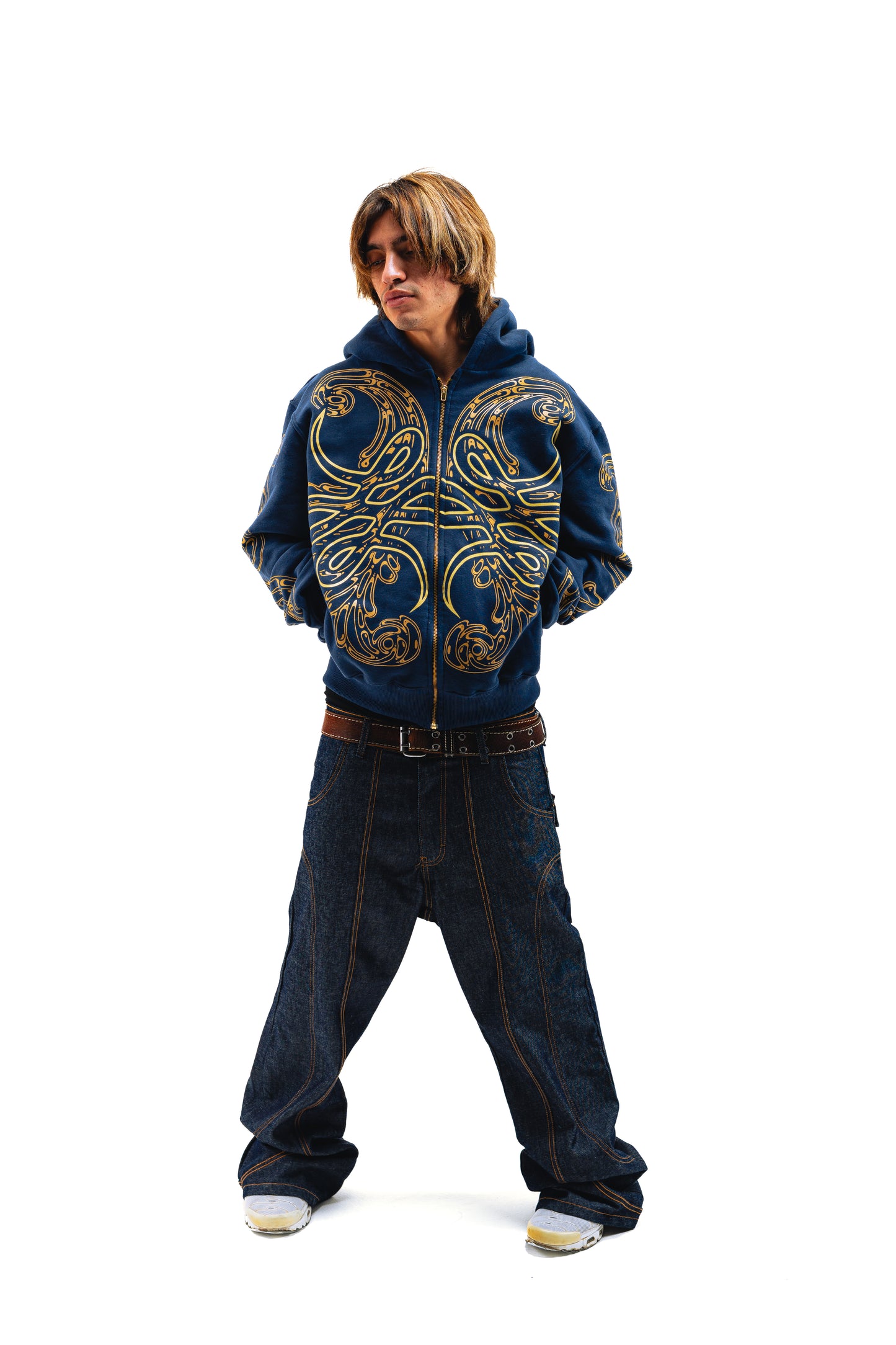 Hoodie Zip "Hoja de Acanto" Azul