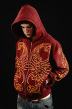 Hoodie Zip "Hoja de Acanto" (Bordo)