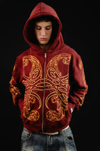 Hoodie Zip "Hoja de Acanto" (Bordo)