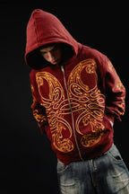 Hoodie Zip "Hoja de Acanto" (Bordo)