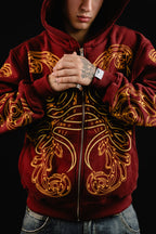 Hoodie Zip "Hoja de Acanto" (Bordo)