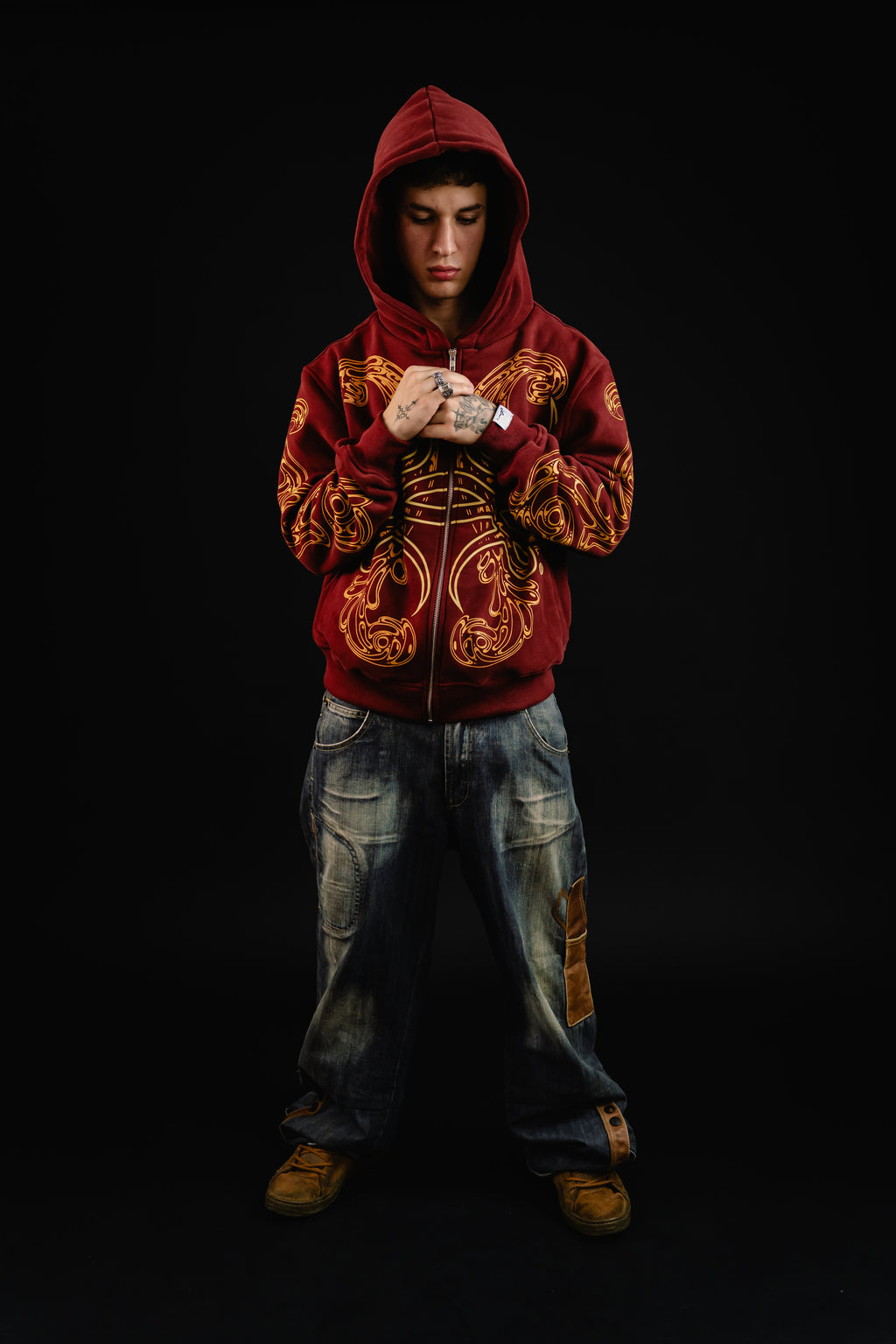 Hoodie Zip "Hoja de Acanto" (Bordo)