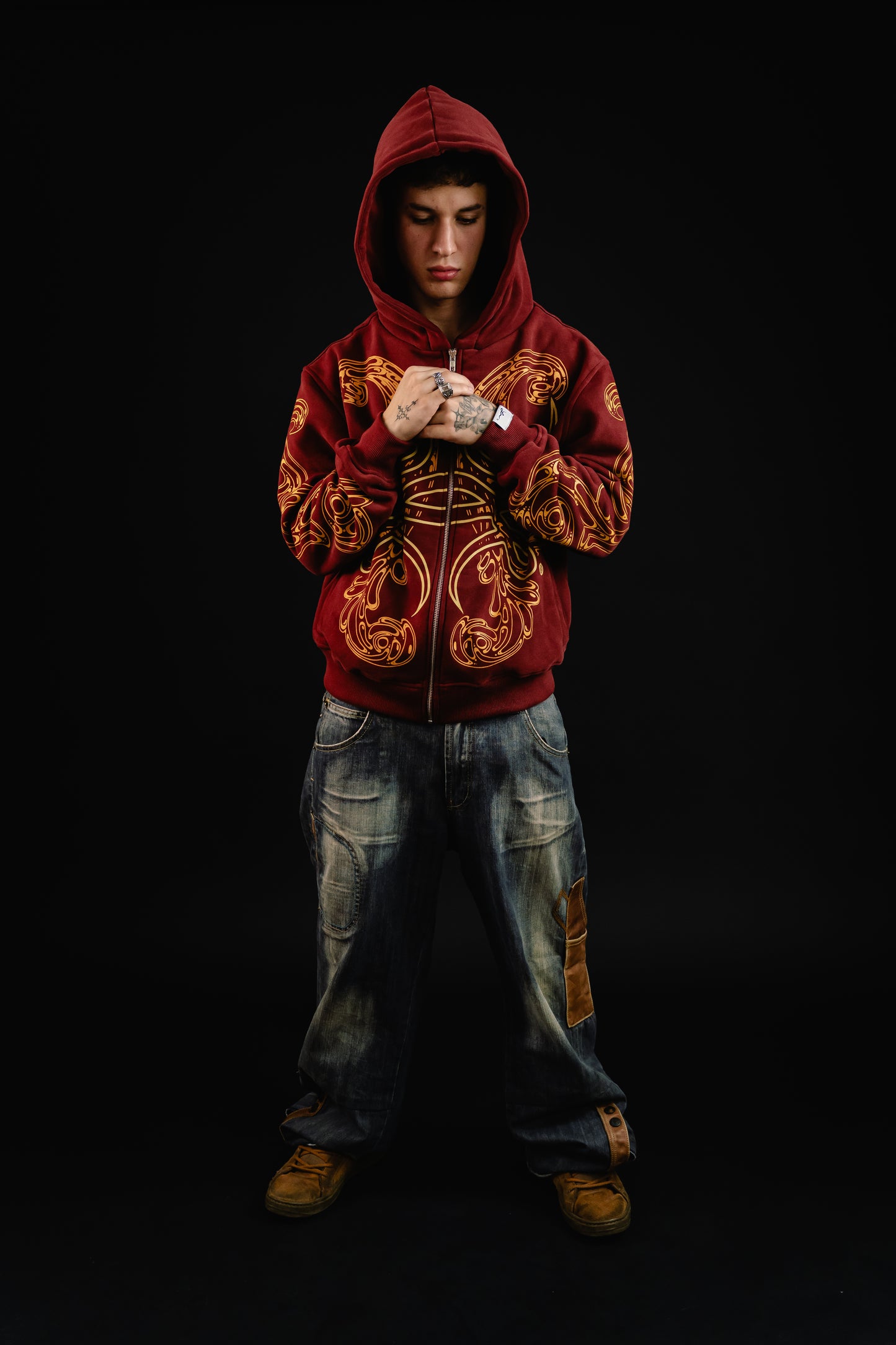 Hoodie Zip "Hoja de Acanto" (Bordo)
