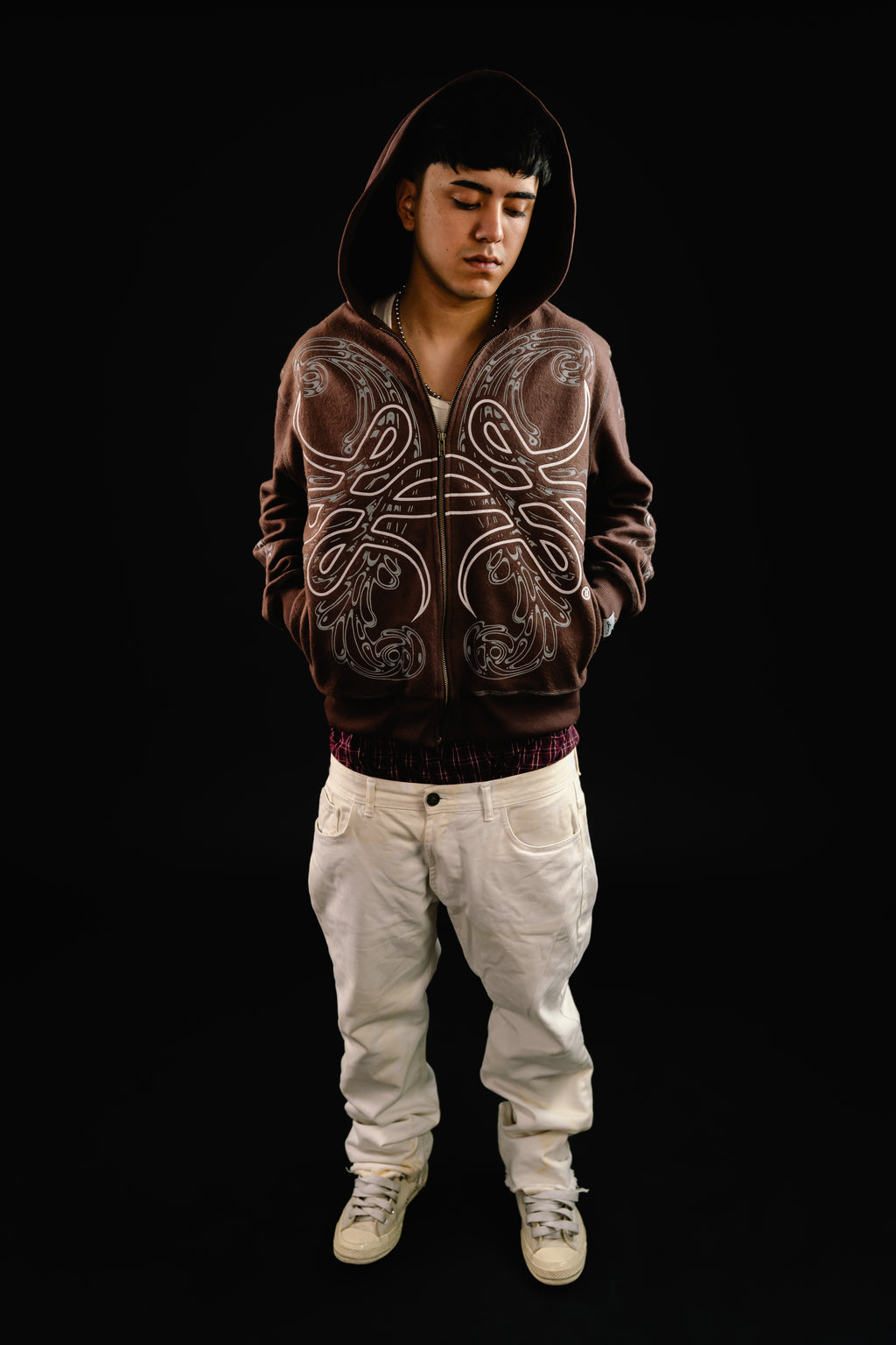Hoodie Zip "Hoja de Acanto" Revertido (Marrón)