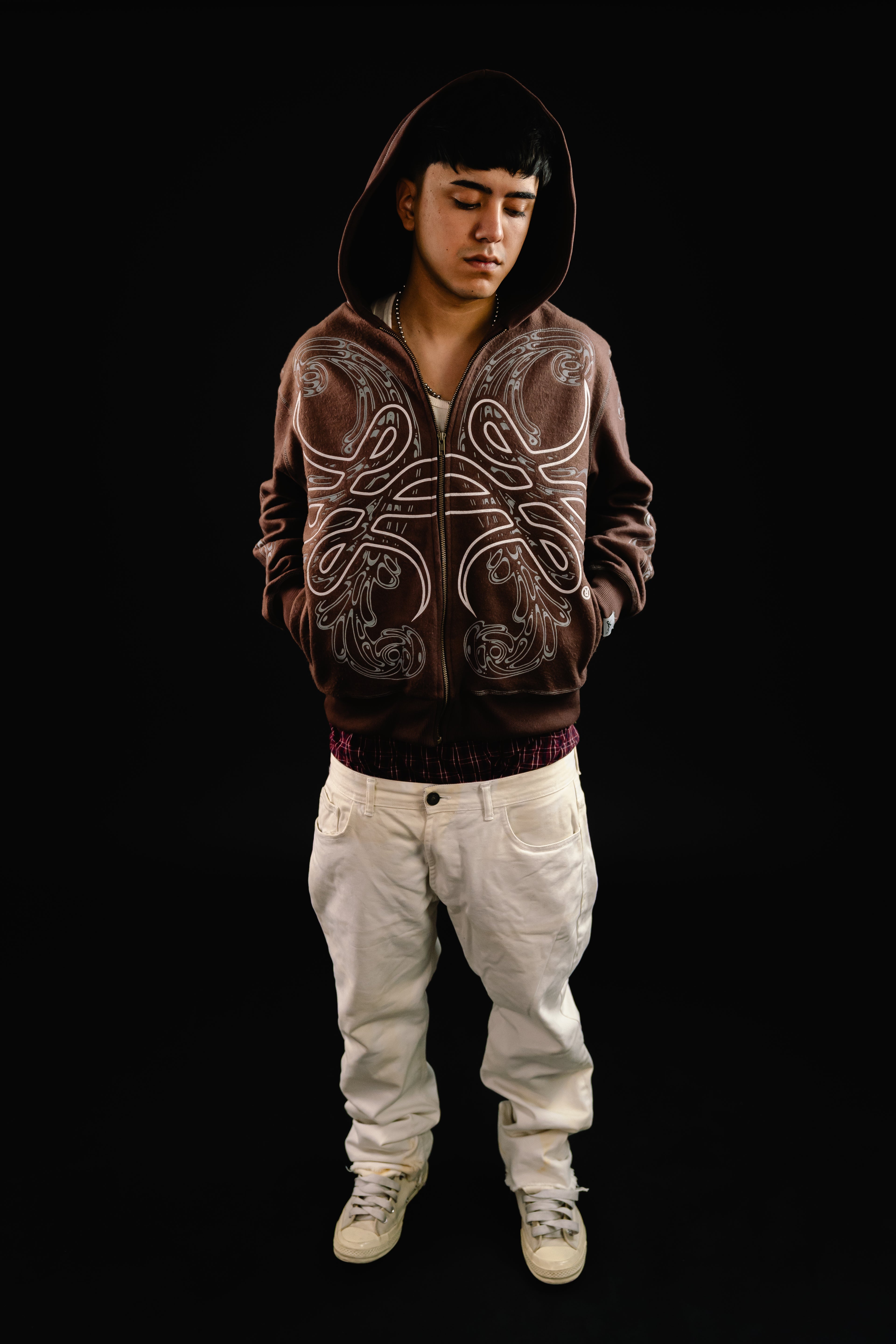 Hoodie Zip "Hoja de Acanto" Revertido (Marrón)