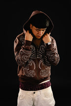 Hoodie Zip "Hoja de Acanto" Revertido (Marrón)