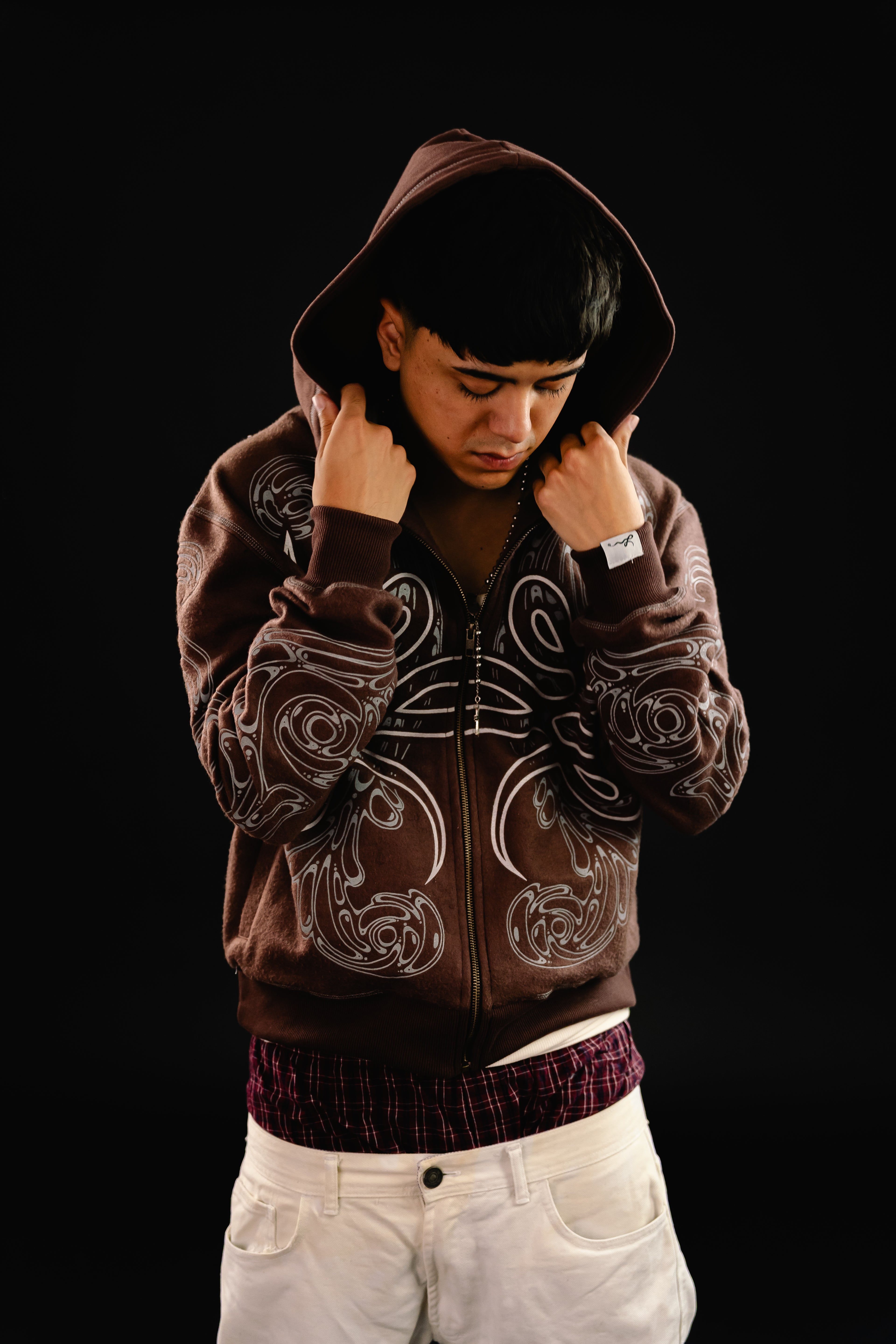 Hoodie Zip "Hoja de Acanto" Revertido (Marrón)
