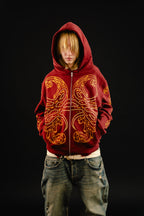 Hoodie Zip "Hoja de Acanto" (Bordo)