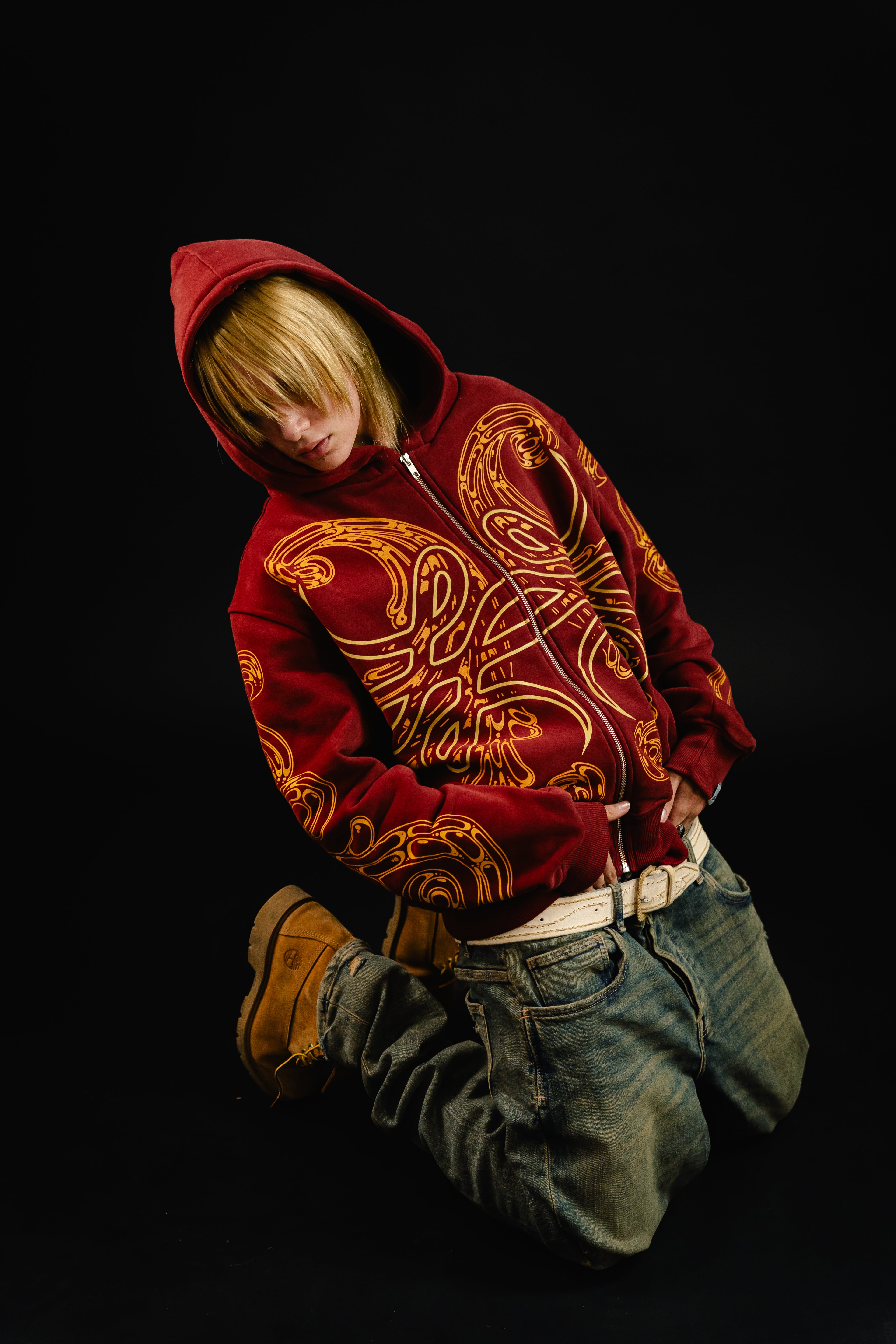 Hoodie Zip "Hoja de Acanto" (Bordo)