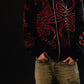 Hoodie Zip "Hoja de Acanto" (Negro x Rojo)
