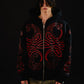 Hoodie Zip "Hoja de Acanto" (Negro x Rojo)