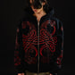 Hoodie Zip "Hoja de Acanto" (Negro x Rojo)