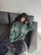 Zip Hoodie "Lengua Eslava" (Verde Washed)